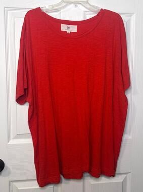 women's Print Fresh Saturday pajama Top Tee t-Shirt in Red Lip size 3x